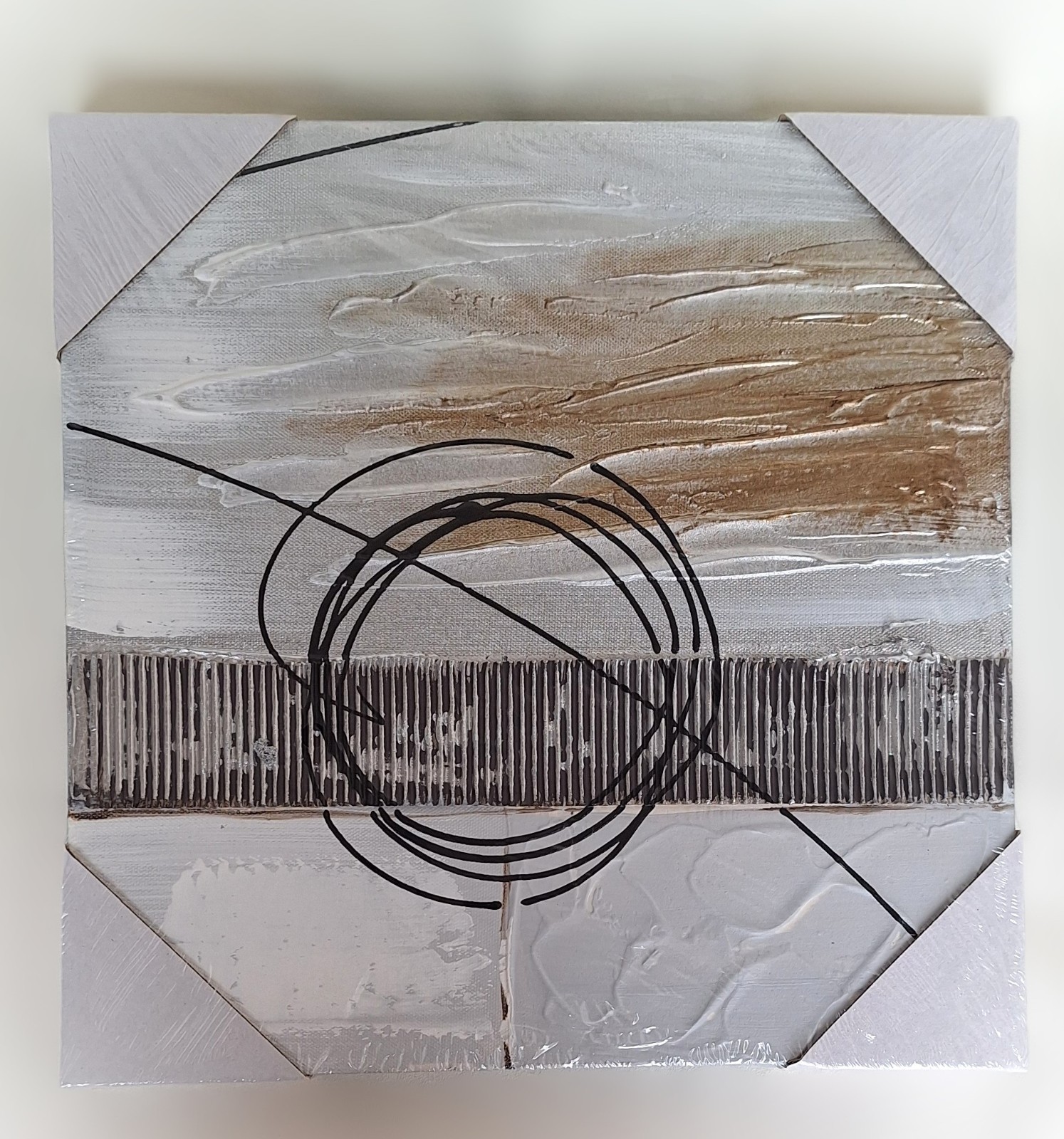 Tableau peinture abstrait design moderne 30x30 cm idéal pour salon contemporain chic