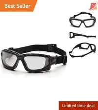 Sporty Dual Pane Anti-Fog Goggle Black Frame Clear Lens Sports Eye Protection