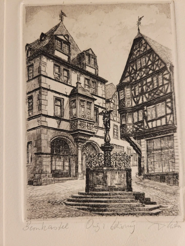 Original Radierung von Bernkastel signiert - Bild 3 von 4