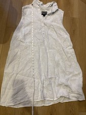 Tahari Stripped 100 Linen 3XL Boho Collared Button Shirt Dress Breathable