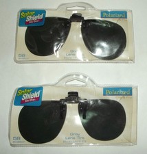 Solar Shield Flip-Up Polarized Sunglasses 58 AVIATOR lot of 2 Block UVA clip-on