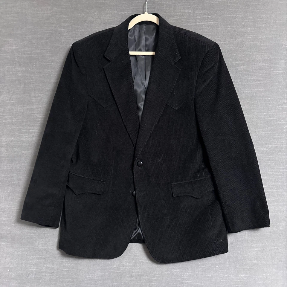 Abrigo Deportivo Vintage Circle S 44R Negro Pana Codo Western Yugo Blazer EE. UU. Foto 2 de 4