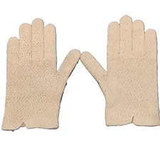 Vintage Womens Ladies Hand Gloves Tan Stretch Knit Dart on Front Edge
