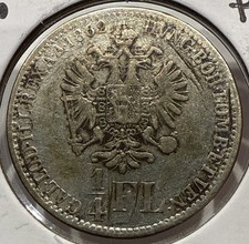 1862 1/4 Florin Austria Östereich Silver Coin