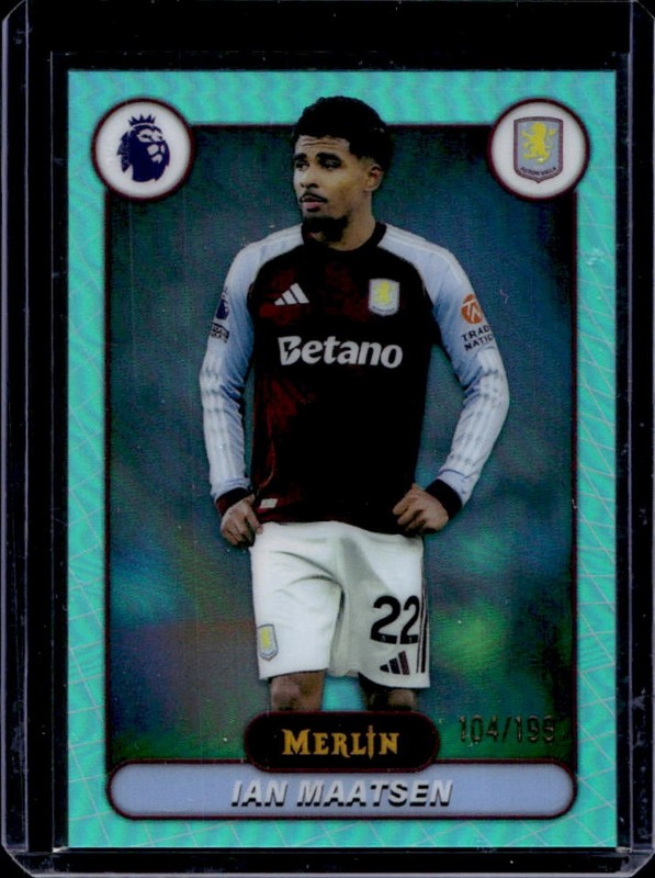 2026 Topps Merlin Premier League Ian Maatsen Aqua Refractor #/199 Aston Villa