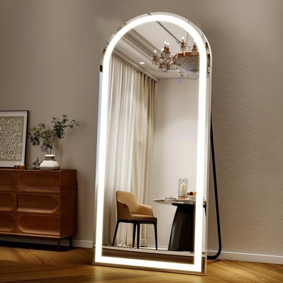 Easly 26x68 inch Full Length Mirror with Lights, LED Lighted Floor Standing, ...