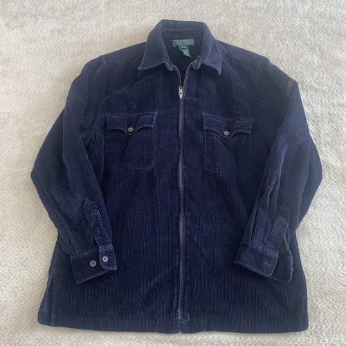 Lauren RALPH LAUREN Petite Small 100% Cotton Navy Blue Corduroy Jacket Womens - Picture 1 of 16