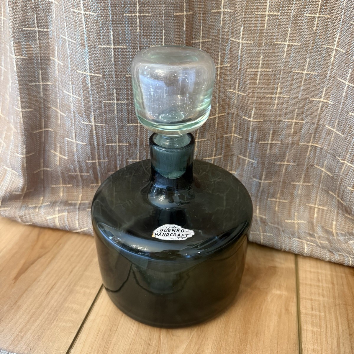 HTF Vintage MCM Blenko Glass 5816s Decanter 8” W/Stopper Charcoal