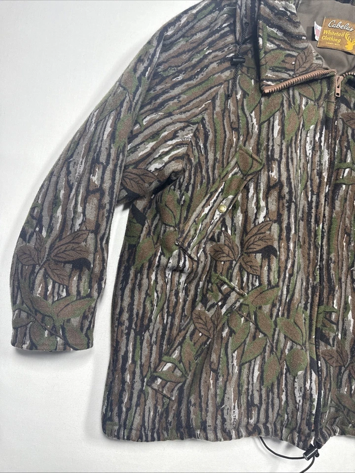 VTG Cabelas Jacket Camo Hunting Thinsulate Wool Hooded USA Whitetail XXL Realtre - Image 3 of 4