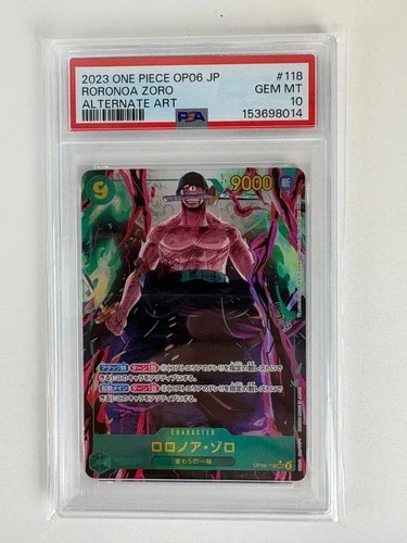 Bandai One Piece OP06 Roronoa Zoro Alt Art Secret Rare Holo PSA 10 JP