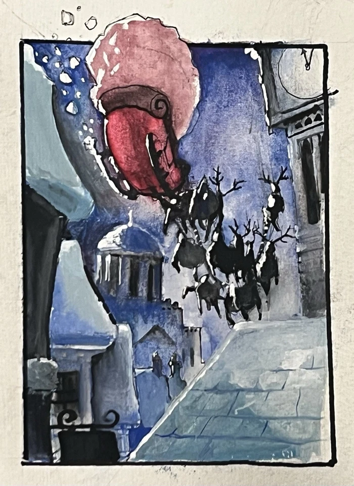 Juego de 3 acuarelas navideñas originales Foto 3 de 3