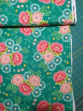 Michael Miller Flower Shop BTHY 18x43 It Can Be Arranged Green Peony Pink Floral