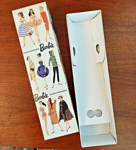 Vintage Barbie #850 BRUNETTE Ponytail EMPTY Display Box & Liner  Mattel Repro