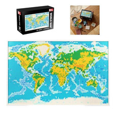 Block Builder World Map Building Set 11065pcs. Wall Art For Full Color