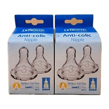 Anti-Colic Nipple, 6 Months , Medium-Fast Flow, 4 Pack