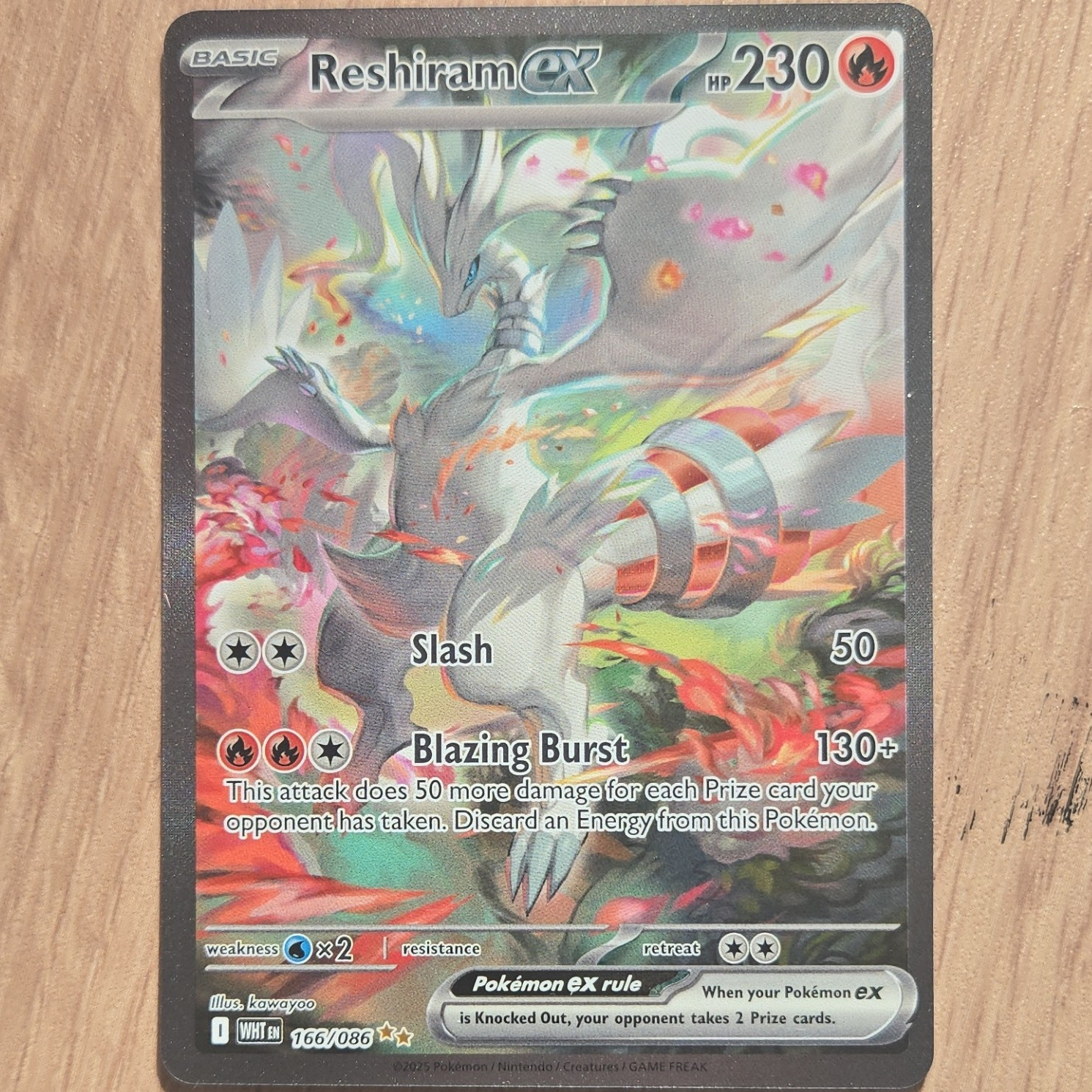 Reshiram ex 166/086 SV: White Flare Full Art Rare Pokémon TCG EN HP230 2025