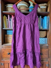 Purple Linen Sleeveless Dress with Ruffle Hem Sz XL