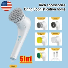 5in1 Electric Spin Scrubber Cordless Bath Tub Power Scrubber Cleaning Brush Home