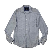 Scotch  Soda Shirt Mens M Medium Cornflower Blue Red Cotton Printed Long Sleeve