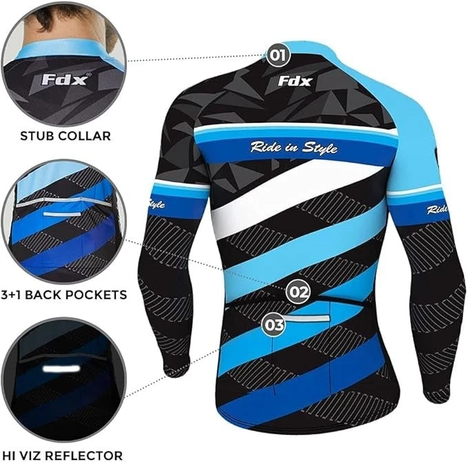 Mens Cycling Jersey Long Sleeve Cold Wear Thermal Fleece Top For Bike Racing  uk - Image 2 of 4