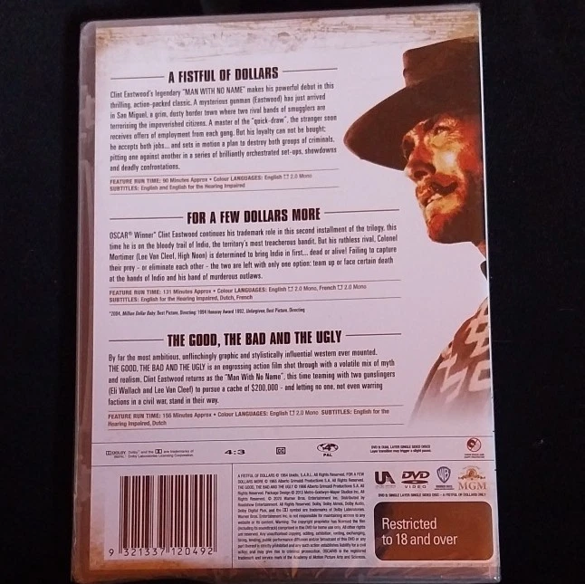 Clint Eastwood Sergio Leone The Man With No Name Trilogy 3-Disc DVD sealed!!