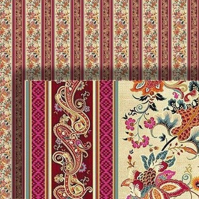 Melody Jane Puppenhaus-Tapete Floral-Streifen 1/2 Zoll 1:24 Miniatur 583