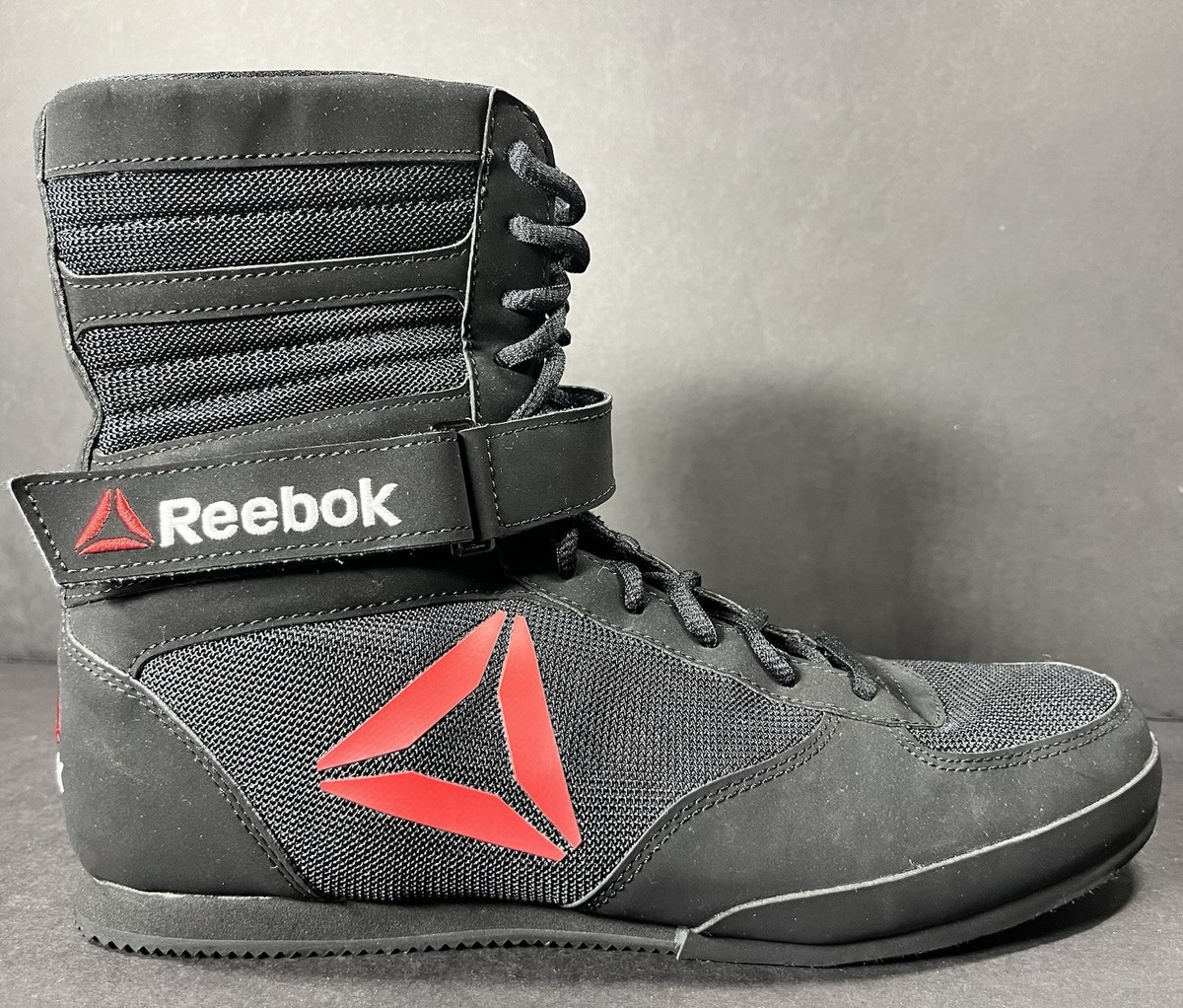 Mens Reebok Boxing Boots Nubuck Black Red  Canelo Mayweather Size 10 Boxing High  main image 3