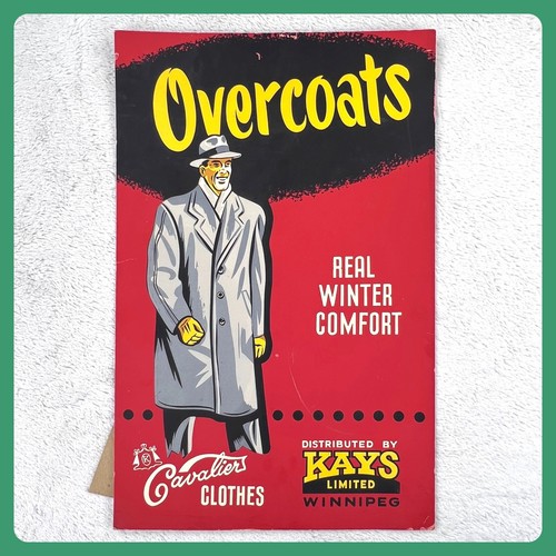 Cavalier Vintage Advertising Sign 21" Cardboard Display Overcoat Canada Winnipeg