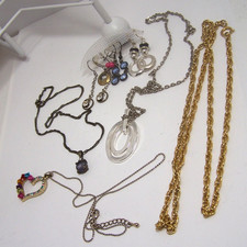 Set of 4 Chain/Pendant Necklaces with Pierced Earrings