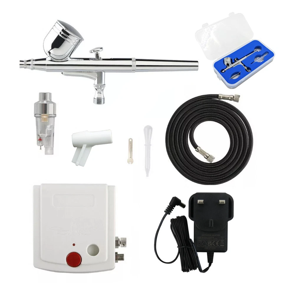 Mini Airbrush & Compressor Kit Dual Action Spray Gun Model Paint Tattoo 0.3MM - Image 4 of 4