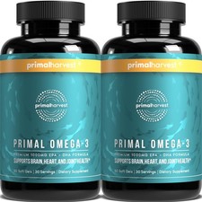 Primal Harvest Omega 3 Fish Oil 30 Soft Gels 1000mg EPA DHA Non-GMO