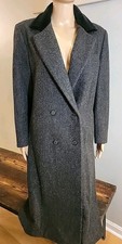 Vtg Forecaster of Boston Herringbone 100 Pure Wool Coat Sz 11/12 Velvet Collar