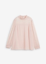 Chiffon Tunika Gr. 44 Mattrosa Metallic Gold Bedruckt Damen Bluse Shirt Neu