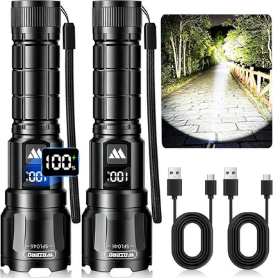 Wdtpro Rechargeable Flashlights High Lumens 2Pack, Super Bright Flashlight Power
