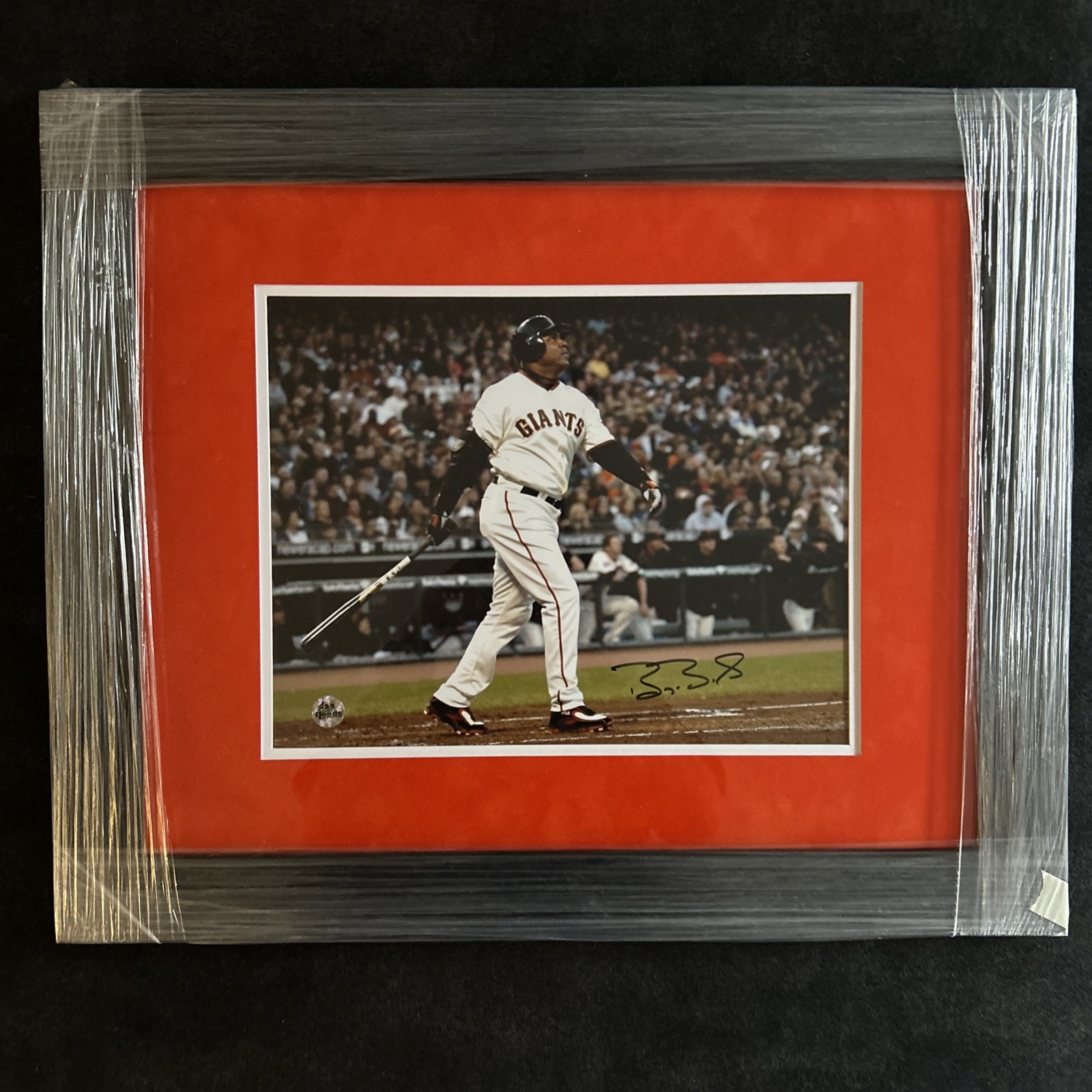 Barry Bonds Signed 11 X 14 Photo Framed & Suede Matted Giants Bonds COA