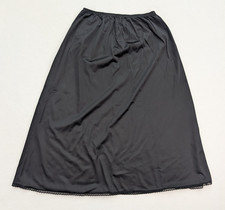 Vanity Fair Women's Slip Skirt Size M Black Maxi Nylon Vintage