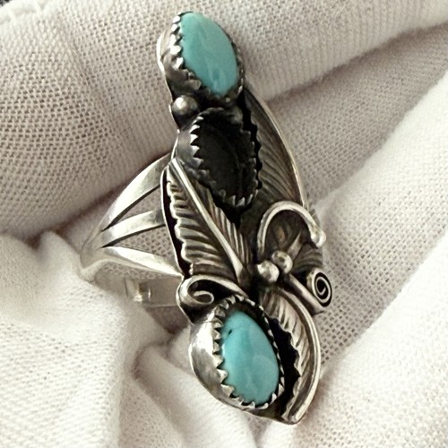 2 Sterling Native American Rings & Cuff Bracelet Turquoise & Coral ~ Need Repair - Picture 6 of 21