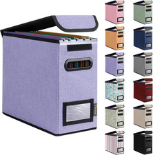 File Organizer Box with Lid, Collapsible File Folder Organizer with Plastic Slid