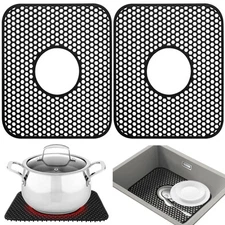 Sink Protectors for Kitchen Sink,2 PCS Silicone Kitchen Mat 13.58"x11.6",Non-...
