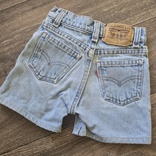 Vintage 90s Orange Tab Kid's Little Levi Light Wash Blue Denim Shorts SZ 5 Slim