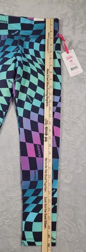 Justice Printed Legging Full Length Girls Size M (10) Colorful Checkerboard NWT - Picture 7 of 7