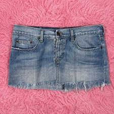 Abercrombie  Fitch Denim Micro Mini Skirt Women 4 Blue Raw Hem Y2K Vintage 2000