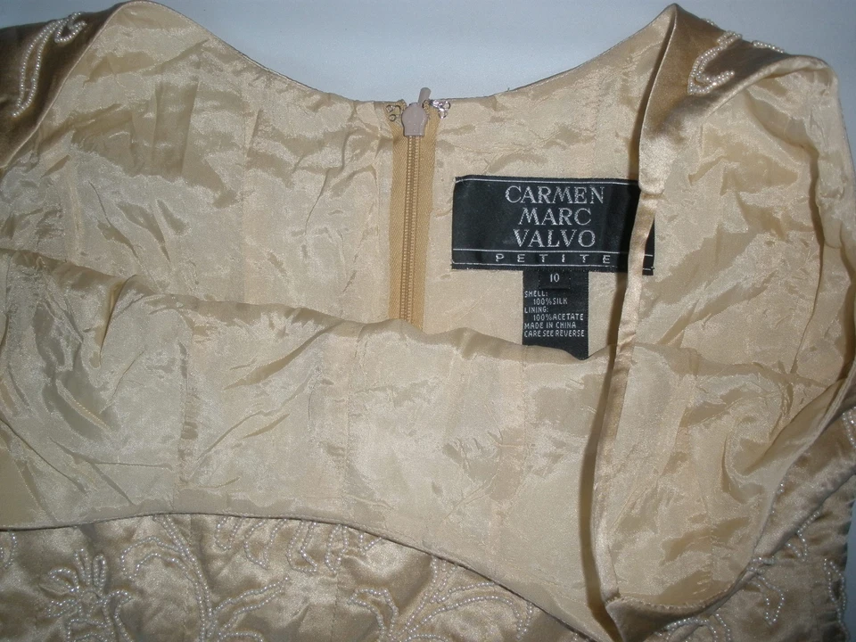 VESTIDO CARMEN MARC VALVO CÓCTEL CON CUENTAS 100% SEDA TALLA 10 ULTRA CALIENTE SEXY $695 Foto 3 de 4