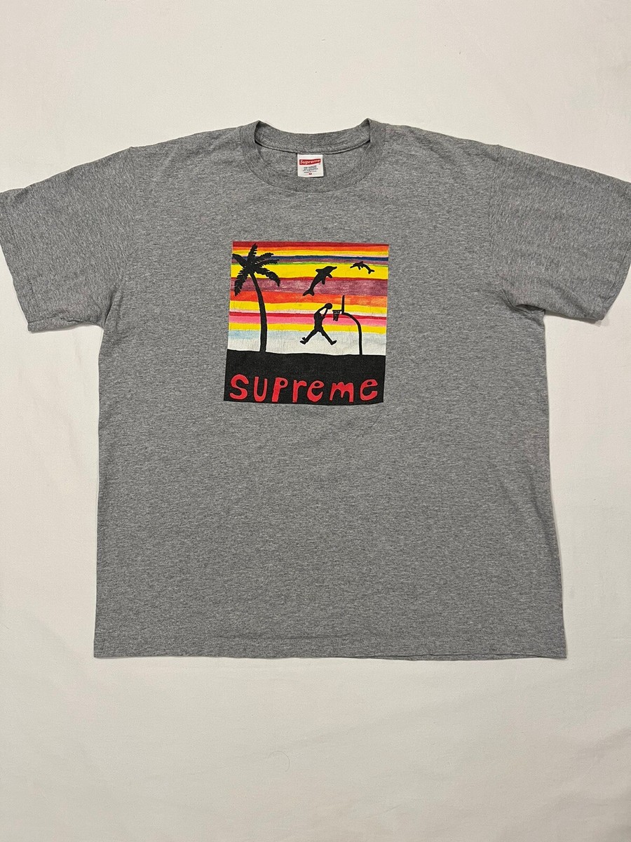Supreme T-Shirt Jumpman Dunk Graphic Gray Crew Neck Made USA Mens 