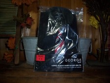 GEORGE BOYS LONG SLEEVE DRESS SHIRT WITH CLIP ON TIE BLACK XS 4-5 NEW WEDDING