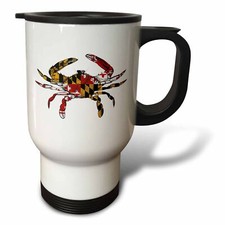 3dRose Maryland Crab Flag. 14oz Stainless Steel Travel Mug