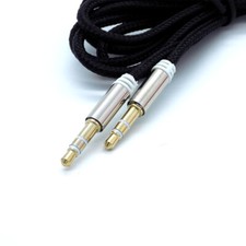 Premium Braided AUX Audio Cable – 1m Ultra‑Durable 3.5mm Gold‑Plated Jack BLACK