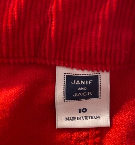 Red Corduroy Janie And Jack Kids Pants W/ Embroidered Stag Christmas Size 10 - Picture 2 of 9