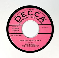 KENNY BASS 45 RECORD "DANCING DOLL POLKA & LUMBERJACK" 9-30527  CLEVELAND STYLE!
