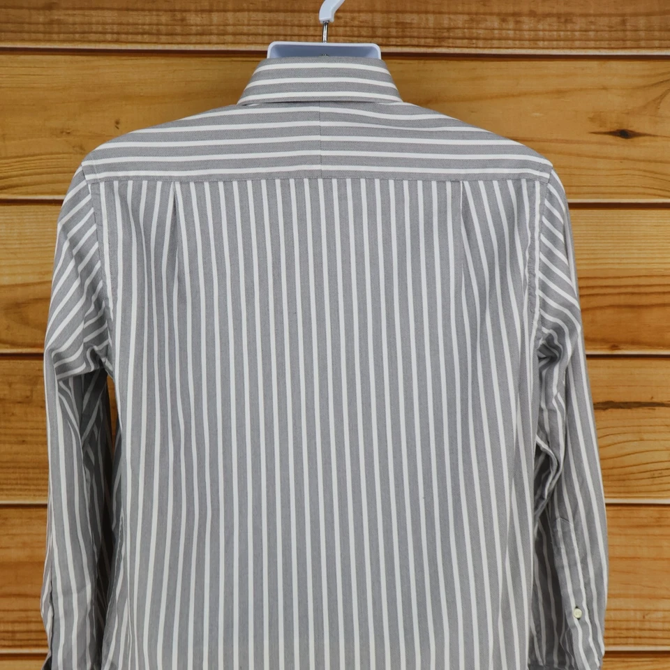 Camisa de Vestir Tommy Bahama Para Hombres 15.5 Gris Blanco Rayas Puños Franceses Cuello Punta Foto 4 de 4